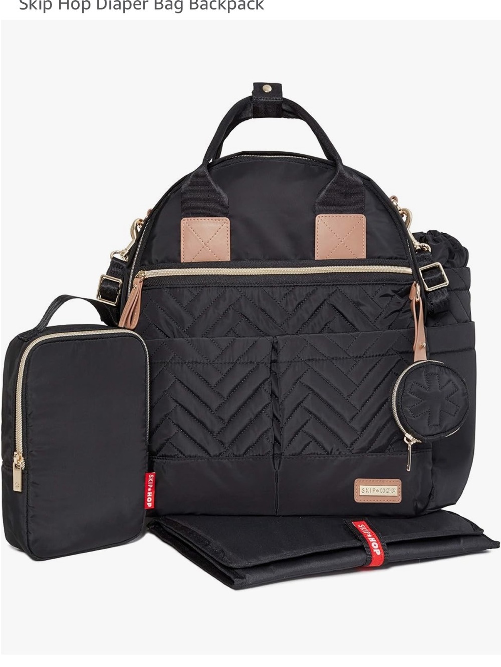 Skip Hop Black Quilted Diaper Bag Backpack